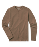 Brown long-sleeve henley shirt on a white background