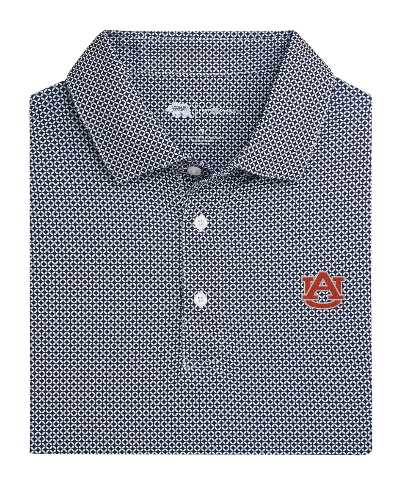 Navy print polo with Auburn Logo. Perfect for Game Day