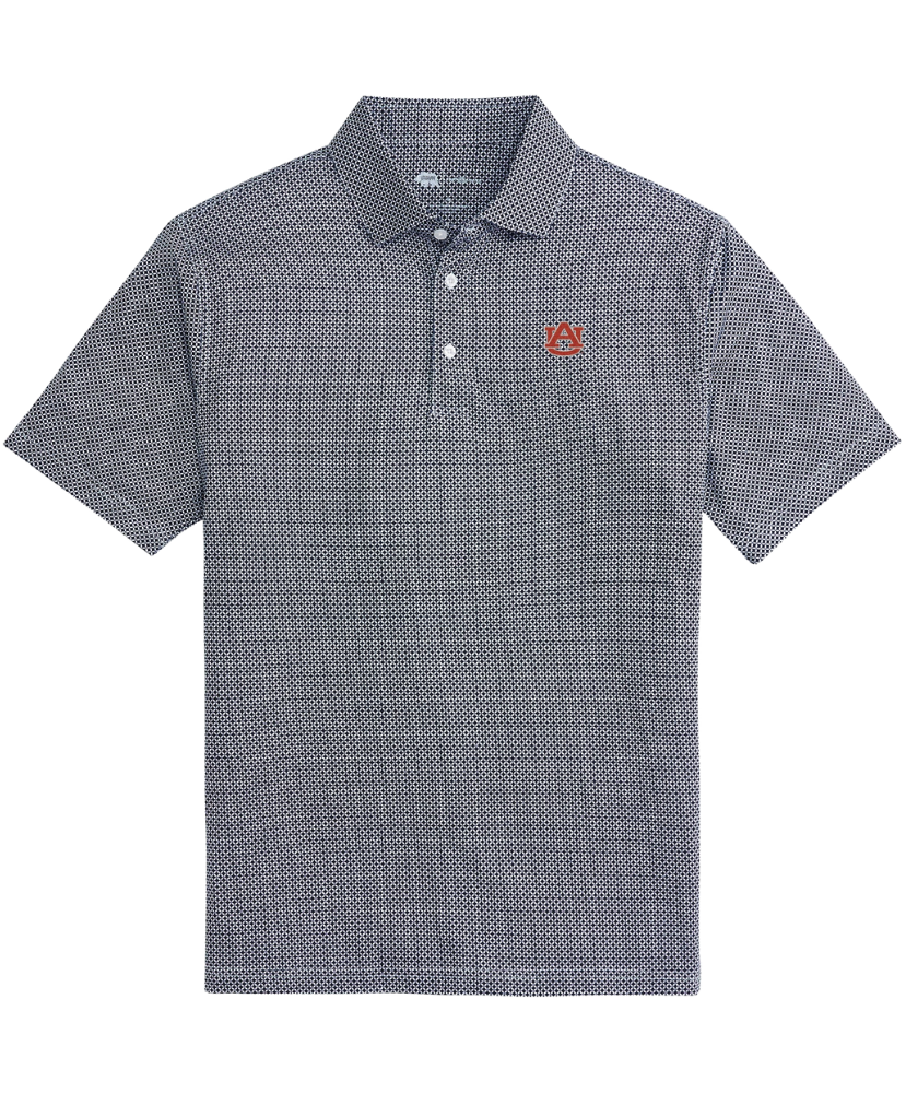 Navy print polo with Auburn Logo. Perfect for Game Day
