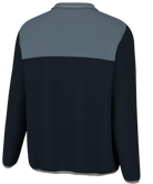 Back view of navy-light blue quarter snap pullover. Local Boy Brand.