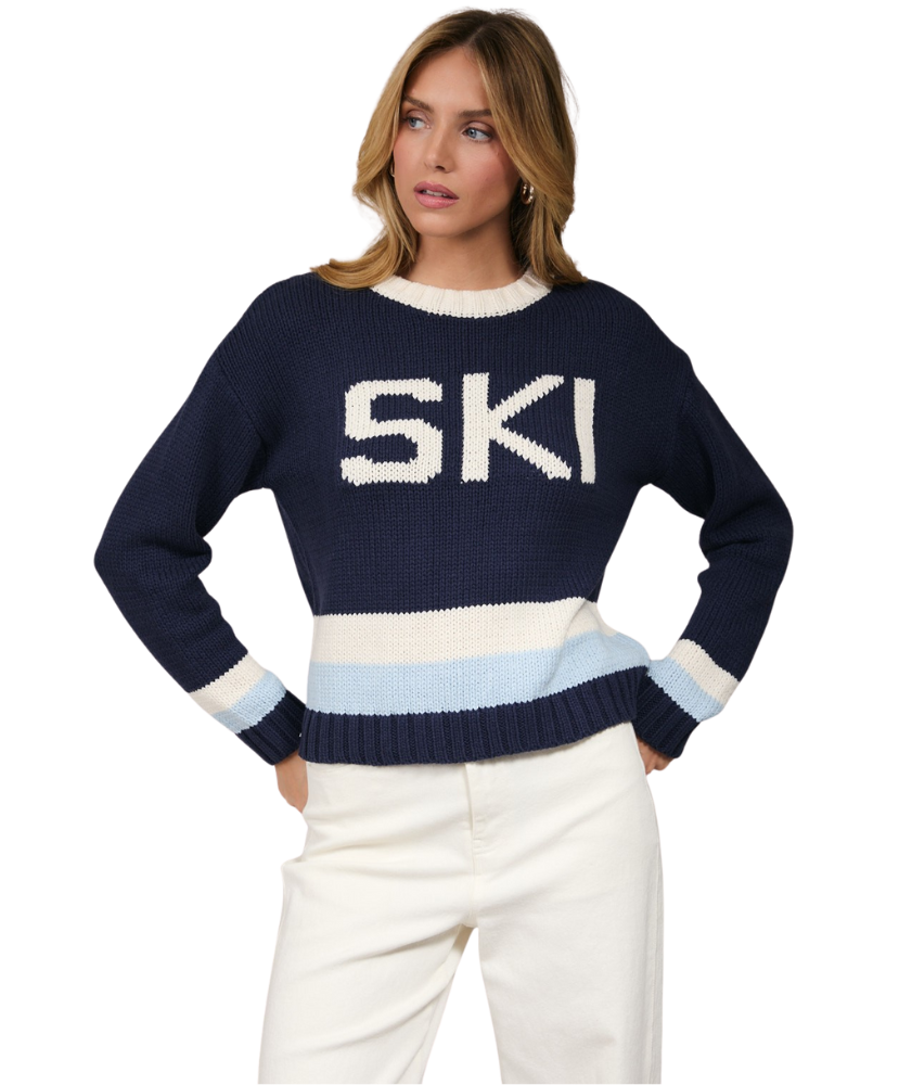 Roxy Round Neck Long Sleeve "Ski" Sweater