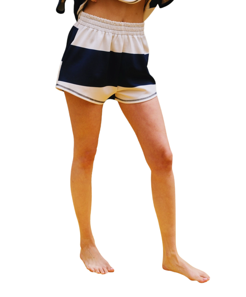 Riley Reverse Stitched Detail Scuba Stripe Shorts