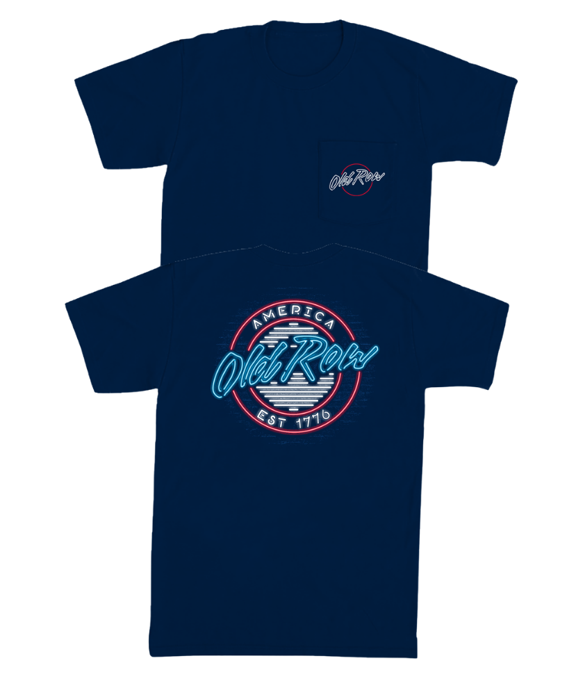 Old Row - USA Neon Circle Logo Pocket Tee