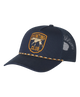 Navy blue cap with hunting club logo on a white background