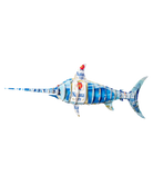 Marlin made from Natural Light boxes on a white background