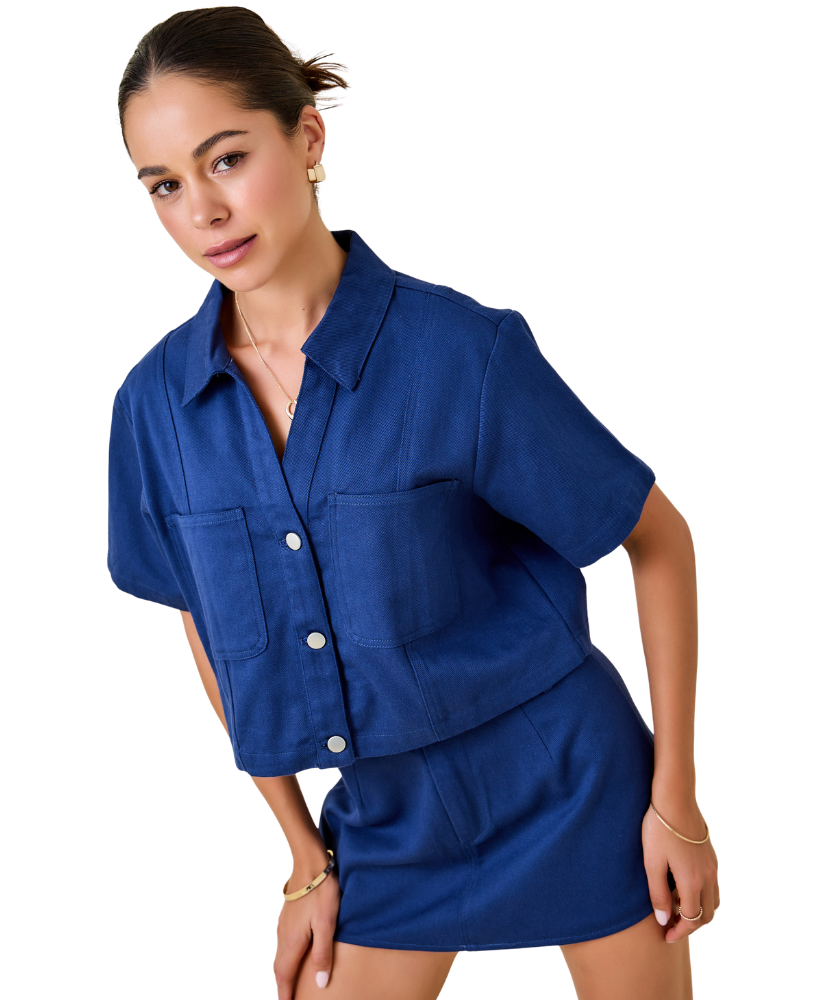 Cassie Short Sleeve Denim Crop Top