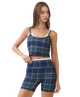 Plaid High-Waisted Biker Shorts