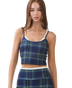 Plaid Layered Strap Crop Cami Top