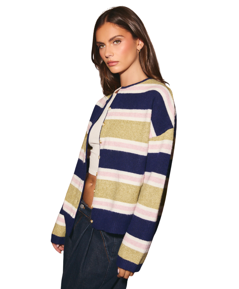Violet Long Sleeve Stripe Cardigan