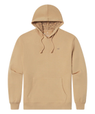 TAN hoodie with a camoflage inner lining on a white background