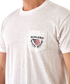 White t-shirt with Burlebo logo on a white background