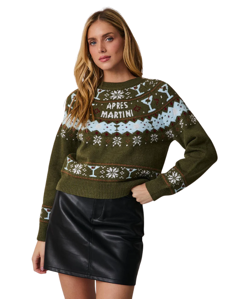 Apres Martini Round Neck Graphic Sweater
