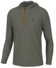 AN OLIVE hoodie with an adjustable drawstring hood, zipper front, and the 'Local Boy' brand tag visible on the bottom right.