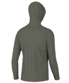 AN OLIVE hoodie with an adjustable drawstring hood, zipper front, and the 'Local Boy' brand tag visible on the bottom right.