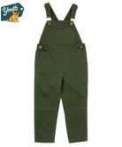 Green olive youth overalls on a white background with 'Youth' logo in the corner.