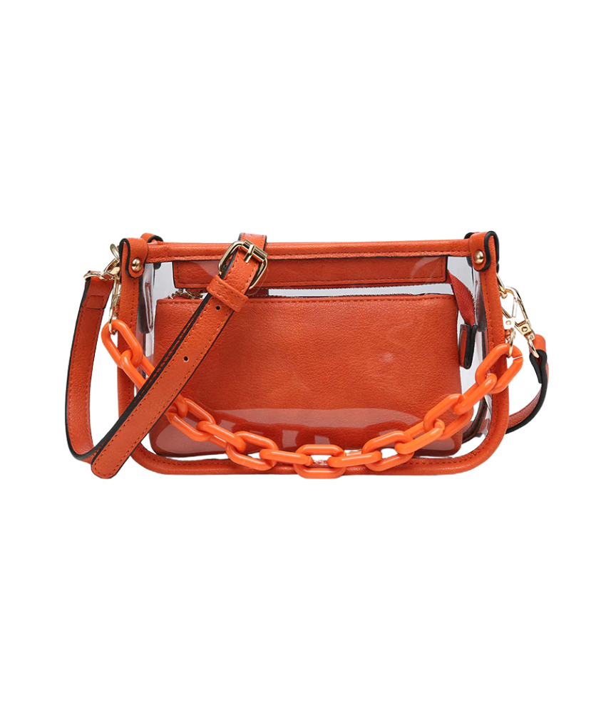 Jessica Clear Crossbody with Chain