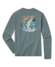 Long-sleeve shirt with a bass fish graphic on the back against a white background