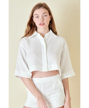 Bailey Boxy Button Up Crop Top