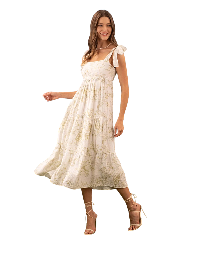 Fruit Blossom Tiered Midi Dress