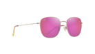 Pink sunglasses with gold frame on a white background