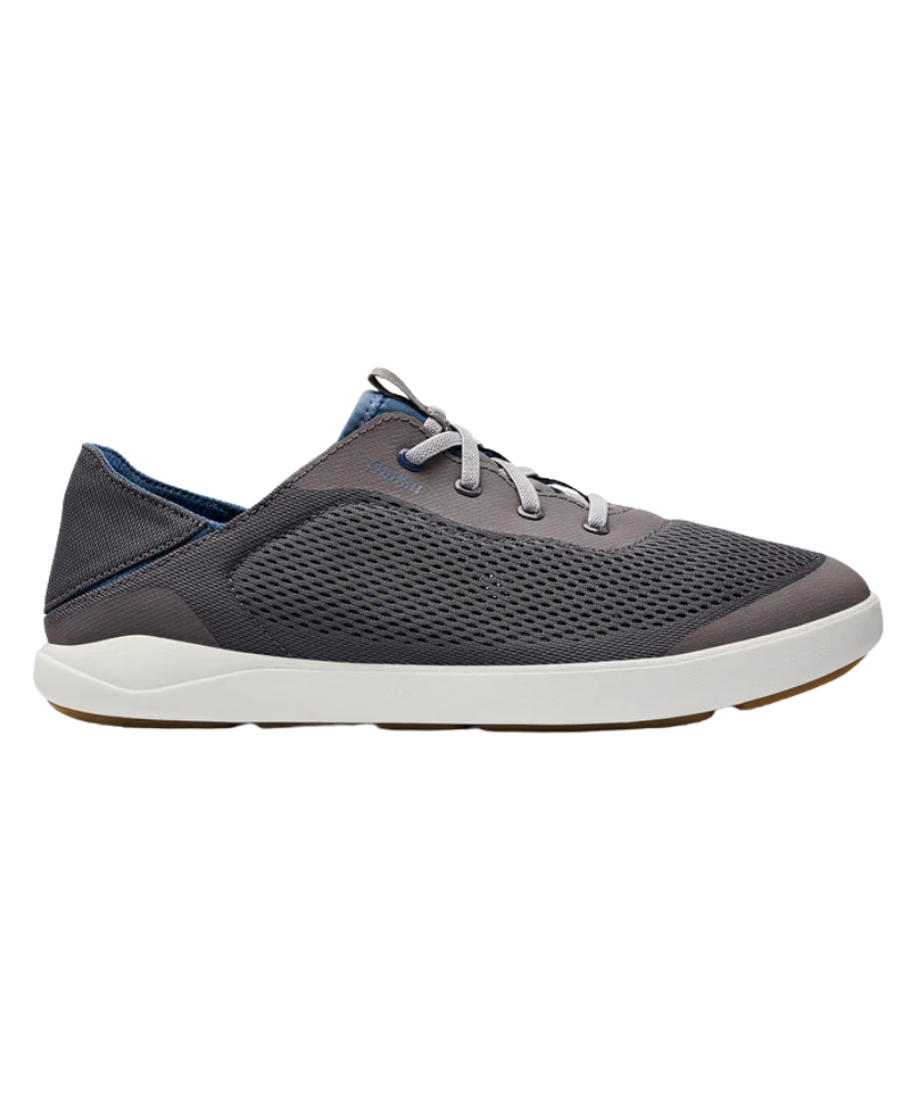 Gray sneaker with white sole on a white background