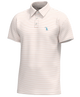 Striped Peach Local Boy Edisto polo shirt with a small logo on a white background