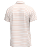 Striped Peach Local Boy Edisto polo shirt with a small logo on a white background