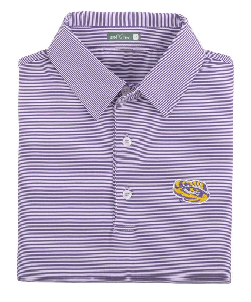 GenTeal - LSU Tiger Eye Club Pinstripe Performance Polo