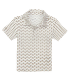 Short-sleeve knit shirt with a textured pattern on a white background