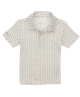 Short-sleeve knit shirt with a textured pattern on a white background