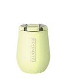 Yellow wine INSULATED tumbler with Brumate logo on a white background