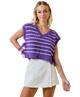 Danny Striped V Neck Double Side Tie Sweater Vest