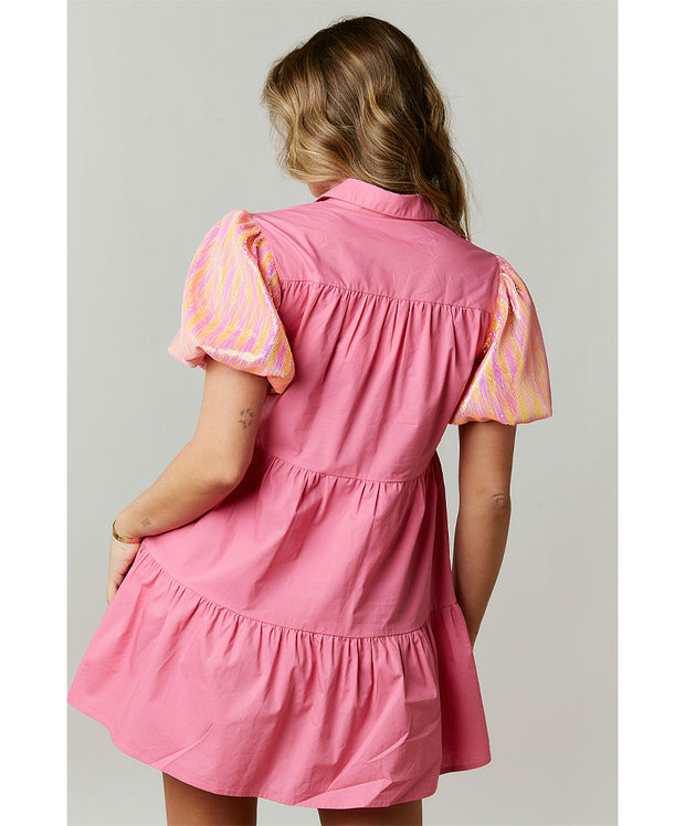 Pink Pony Sequin Shirt Dress