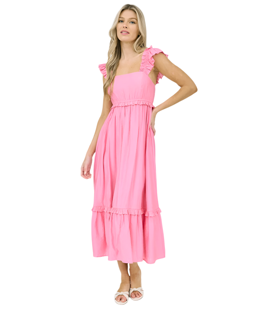 Ragen Ruffle Sleeveless Midi Dress