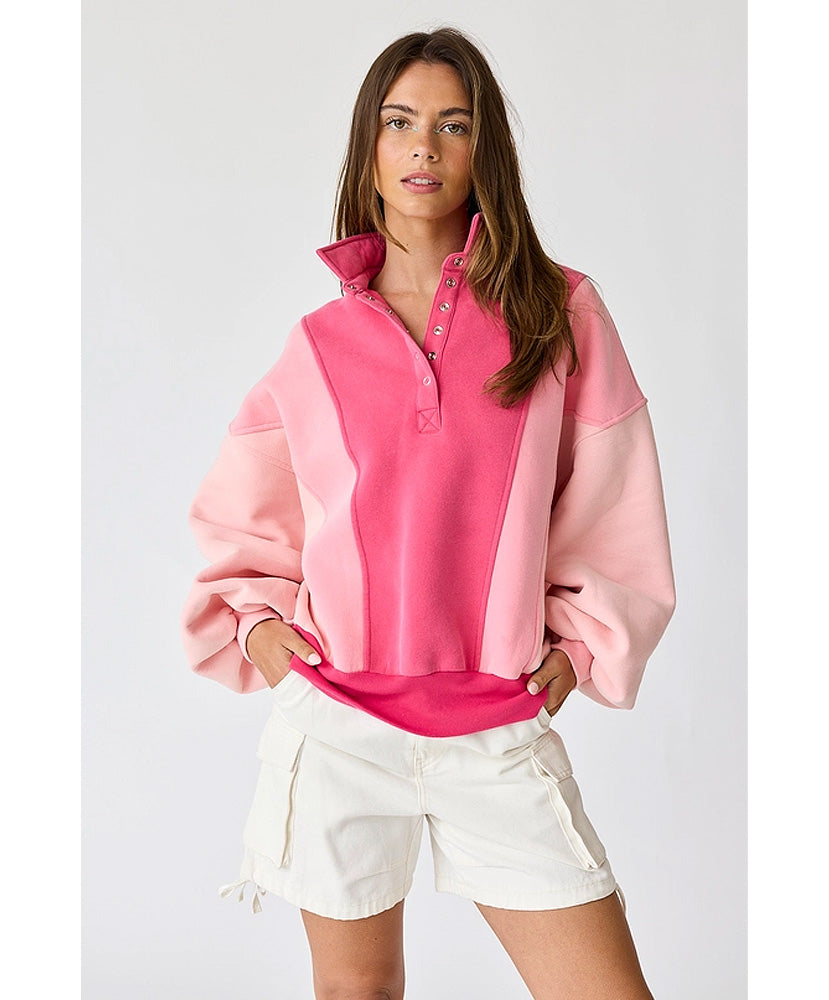 Emma Oversized Washed Colorblock Sweatshirt