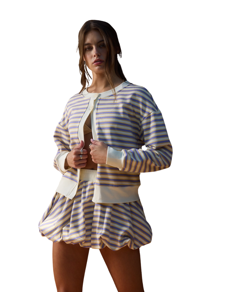 Dani Dual-Button Striped Cardigan
