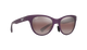 Purple sunglasses with a reflective lens on a white background