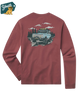 Maroon long-sleeve shirt with graphic of a vintage truck and trees on a white background, featuring the 'Youth' brand logo.
