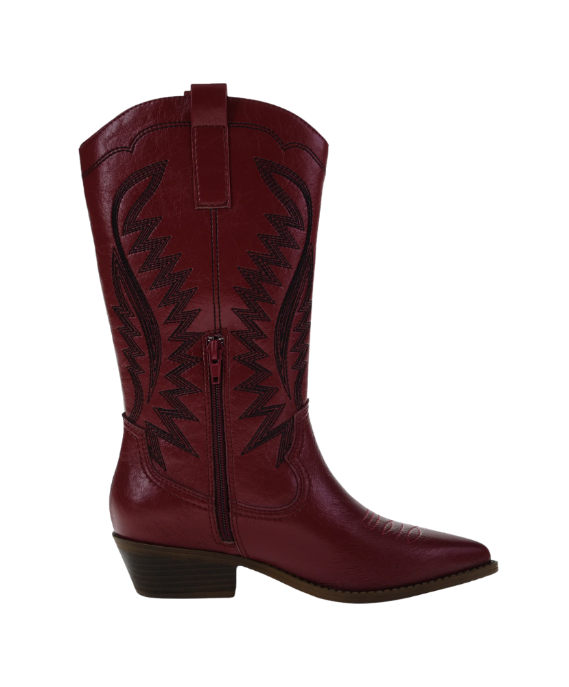 Red cowboy boot on a white background