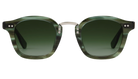 Green sunglasses with gradient lenses on a white background