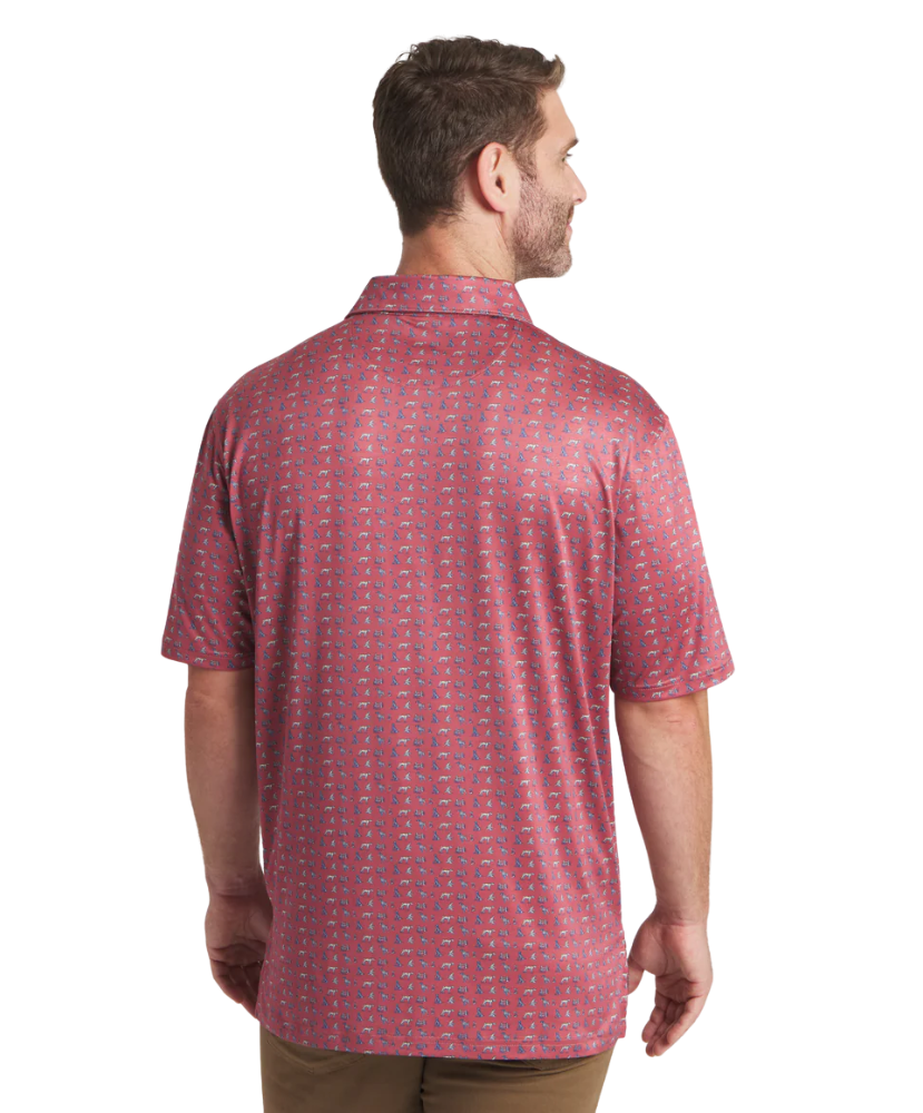 Red polo with hunting pointer dogs print. Men's Polo