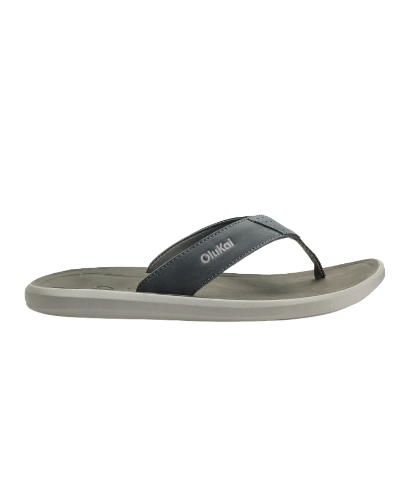 Gray sandal with black strap on a white background