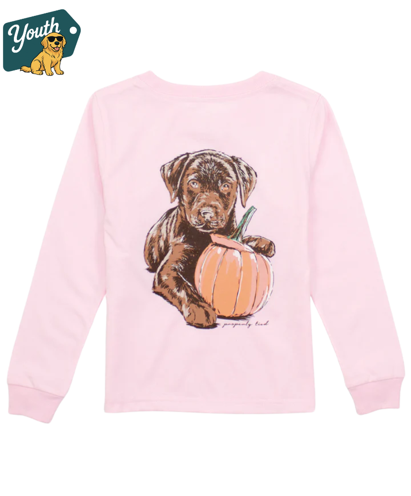 Properly Tied - Girls Pumpkin Pup LS Tee
