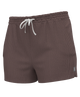 Brown shorts with a drawstring on a white background