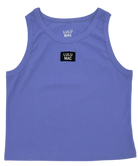 Purple tank top with Lulu Mac branding on a white background