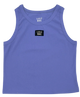 Purple tank top with Lulu Mac branding on a white background