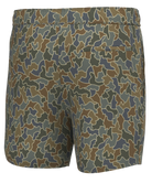 Camouflage-patterned shorts on a white background