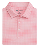 Pink patterned ONWARD RESERVE POLO shirt with a collar on a white background