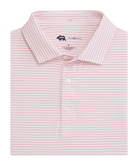 ONWARD RESERVE Pink and white striped polo shirt on a white background