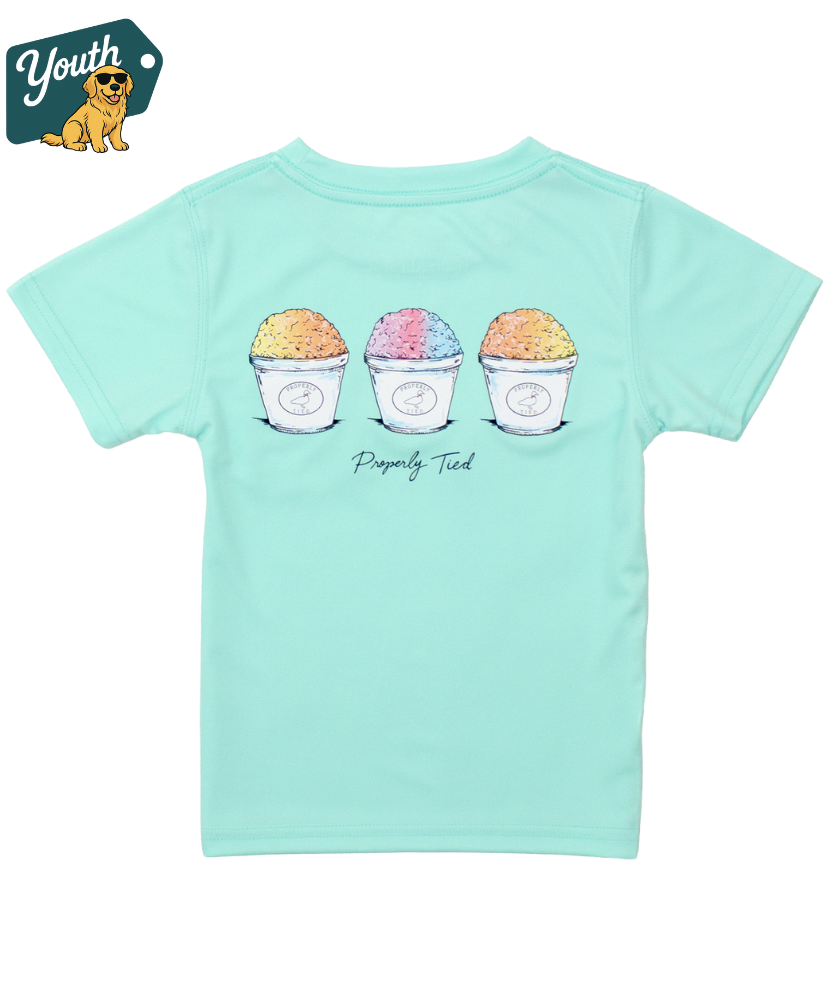 Light blue t-shirt with ice cream cone graphic and 'Youth' logo on a white background